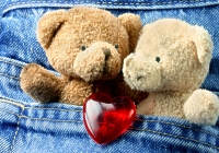 Herz mit Bären in einer blauen Jeans